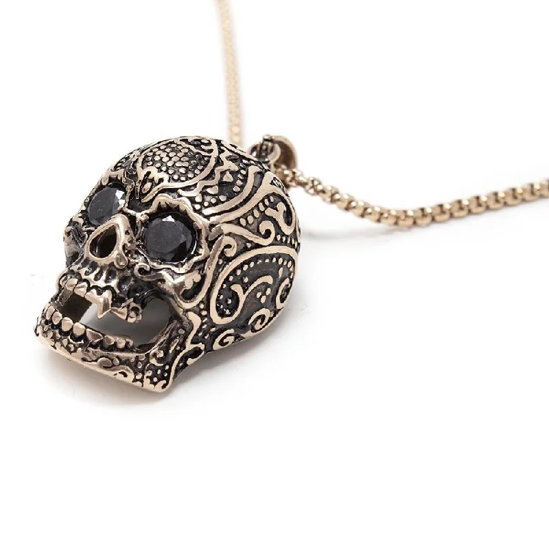 affordable necklaces for women-Stainless Steel Sugar Skull Pendant Necklace Gold Plated