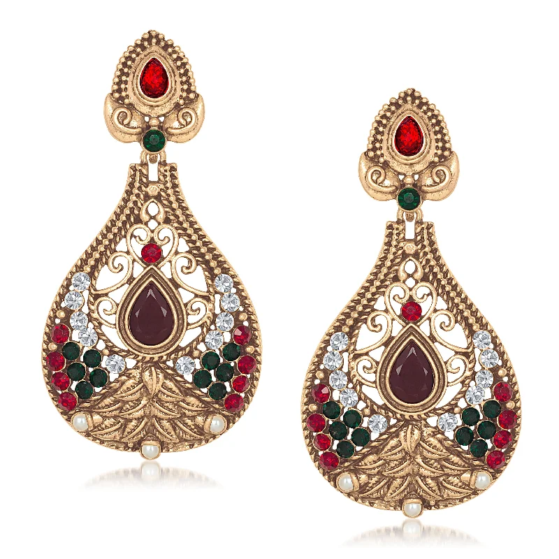 cute earrings for women-Amina Creation Gold Plated Dangler Earrings