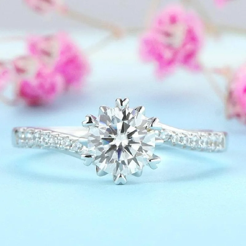 vintage-inspired engagement rings for women-6.5mm 1.0 Ct Round Cut Diamond Engagement Ring