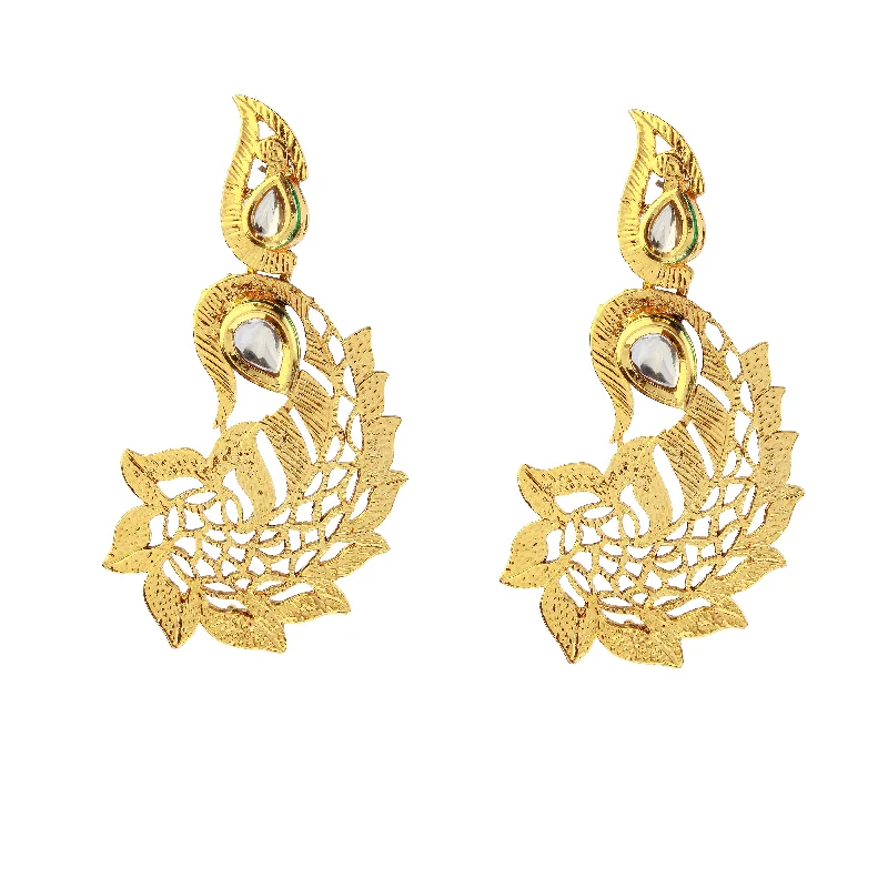 boho earrings for women-Amina Creation Gold Plated Dangler Earrings