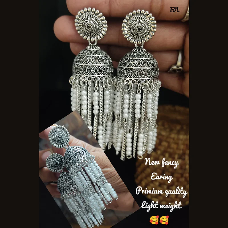 sterling silver earrings for women-Lucentarts Jewellery Silver Plated Jhumki Earrings