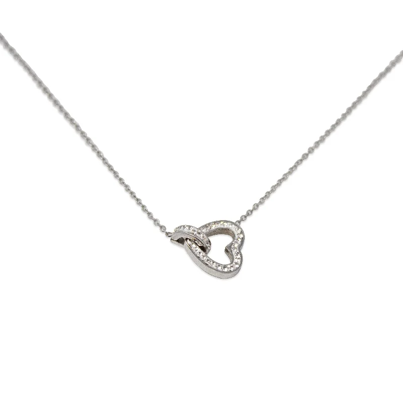 moon necklaces for women-Stainless Steel CZ Pave Heart Necklace