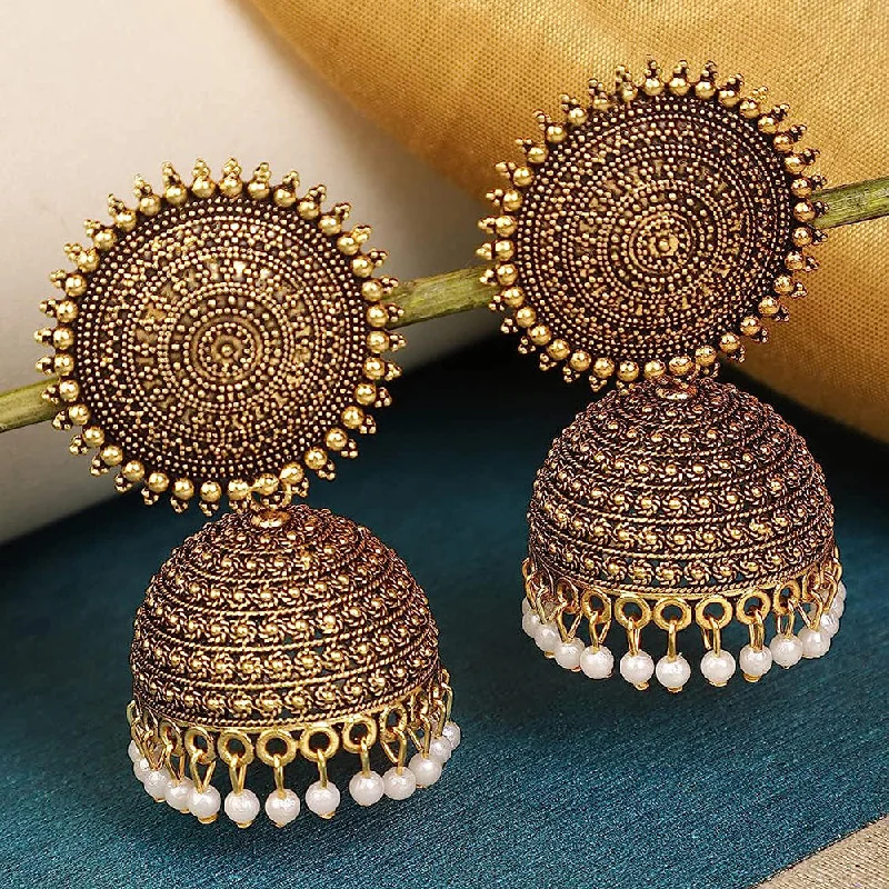 birthstone earrings for women-Subhag Alankar Golden Attractive Kundan Jhumki earrings ideal for festive wear