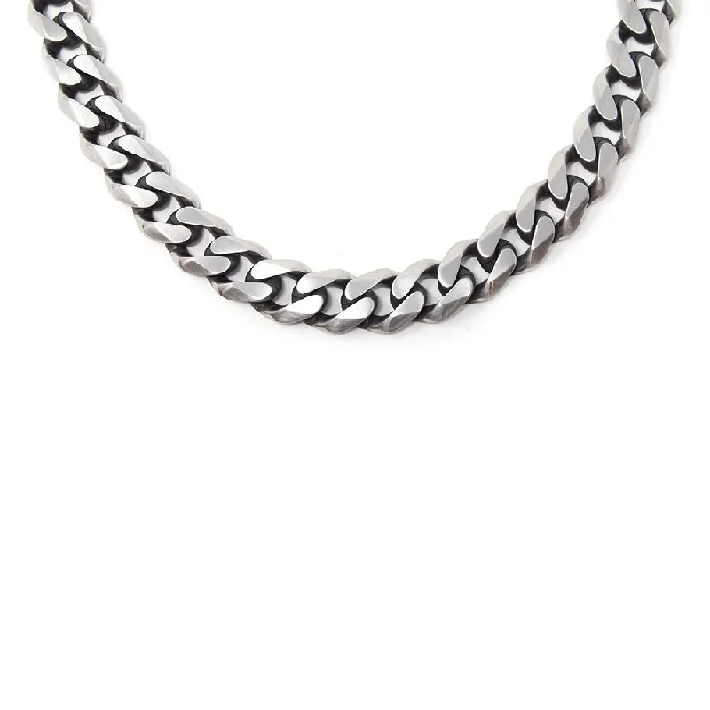 statement necklaces for women-Black Oxide Stainless Steel Curb Chain Necklace