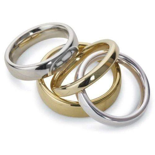 classic rings for women-Mens Heavy Court Shape Wedding Ring - Gold Platinum & Palladium - 4-6mm