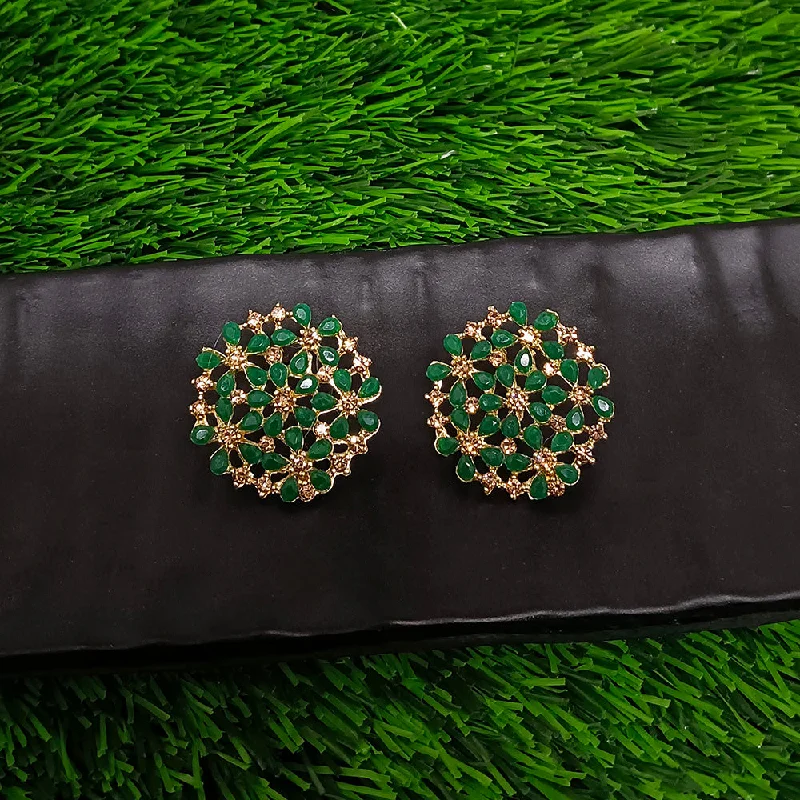 gold earrings for women-Bhavi Jewels Gold Plated Stud Earrings