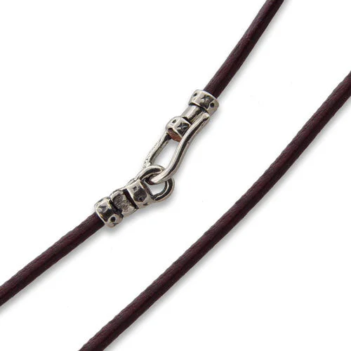 elegant chain necklaces for women-1.5mm 18" Brown Leather Cord Necklace w/ Sterling Silver Hook Clasp