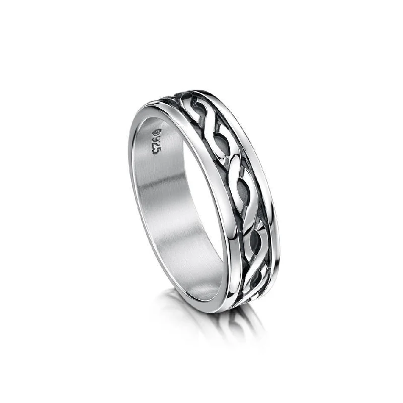 chic rings for women-Mens Celtic Ring in Silver Gold Platinum or Palladium - R13 - Size R-Z