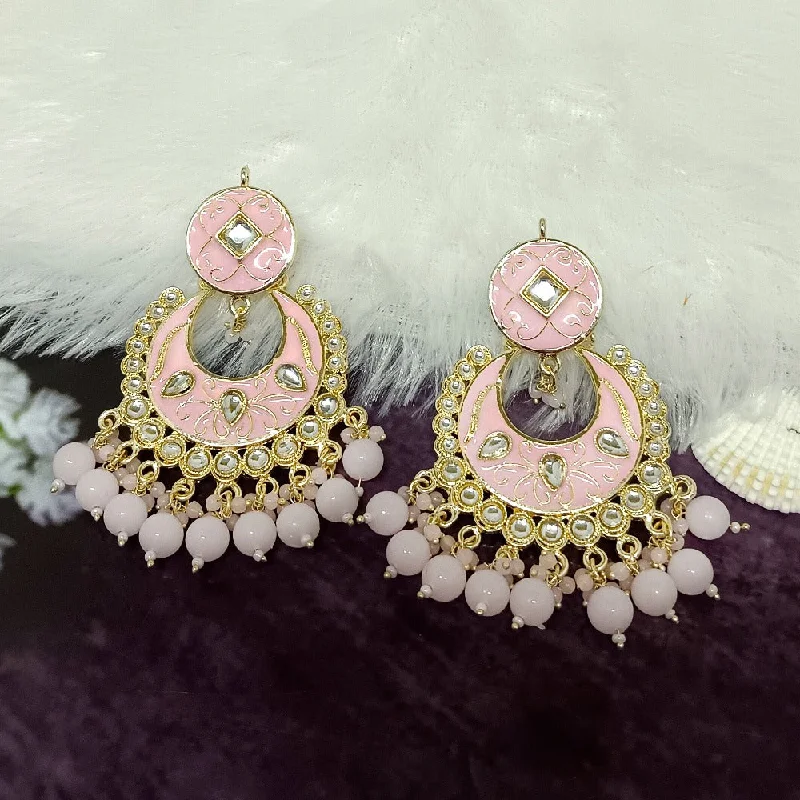 hoop earrings with diamonds for women-Bhavi Jewels Gold Plated Meenakari & Kundan Dangler Earrings