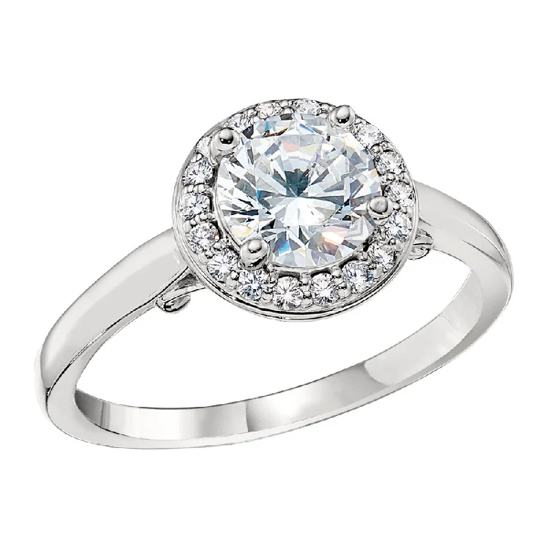 engagement rings with colorful stones for women-Round Halo Engagement Rings