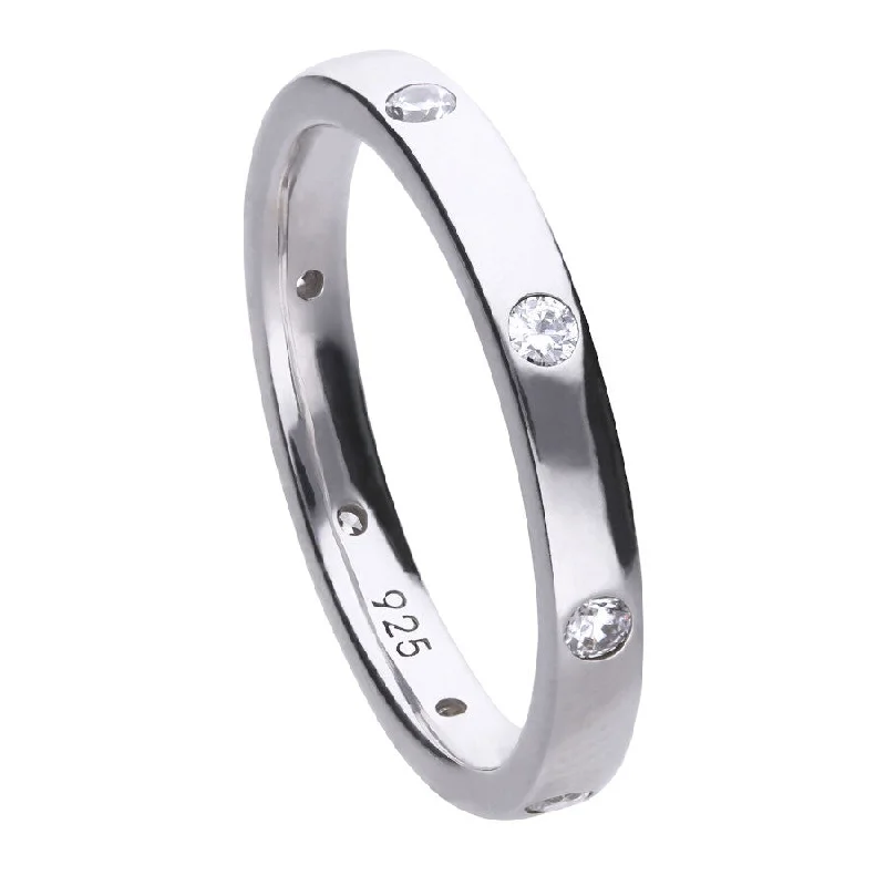 fashion rings for women-Spaced Stone Band Ring - R3630