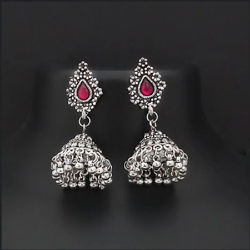 custom gold earrings for women-Bhavi Jewels Oxidised Plated Jhumki Earrings