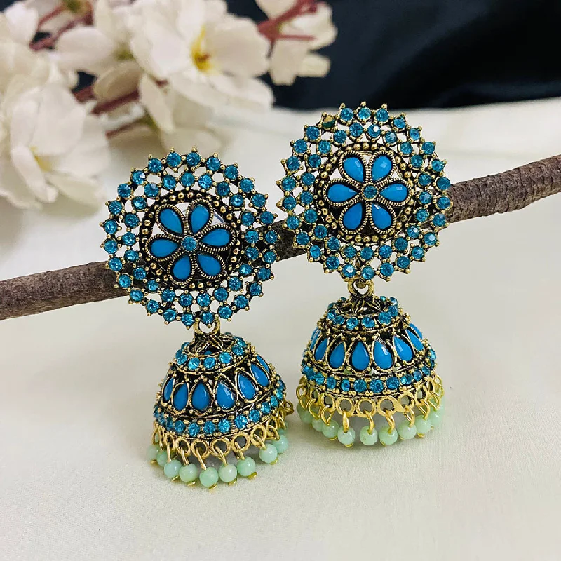 unique earrings for women-Subhag Alankar Light Blue Attractive Kundan earrings For Girls and Women