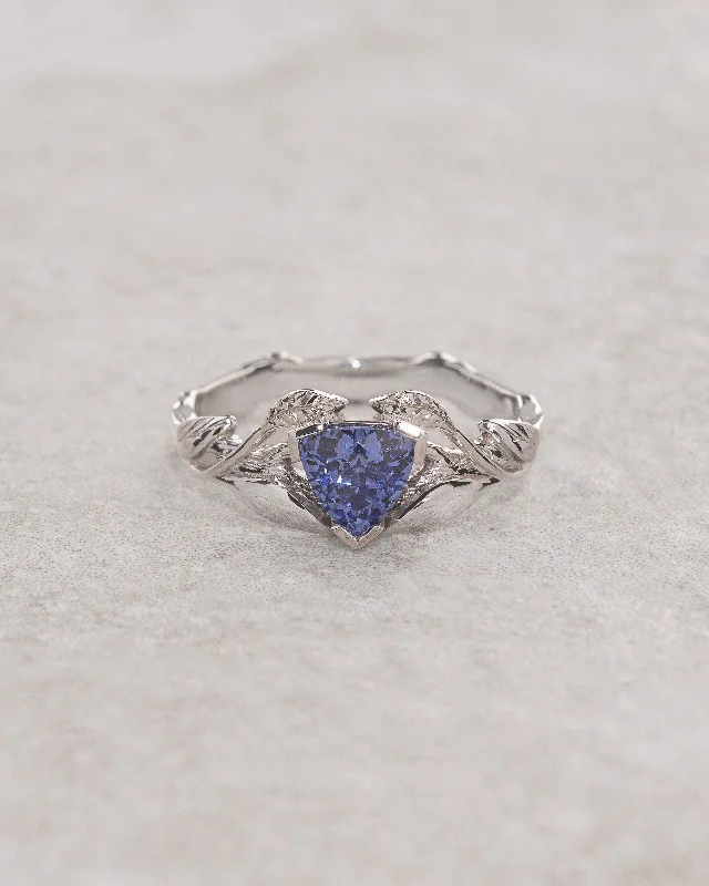 timeless engagement rings for women-Trillion cut sapphire ring / Clematis