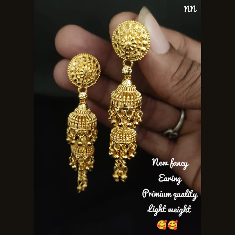 romantic earrings for women-Lucentarts Jewellery Gold Plated Jhumki Earrings