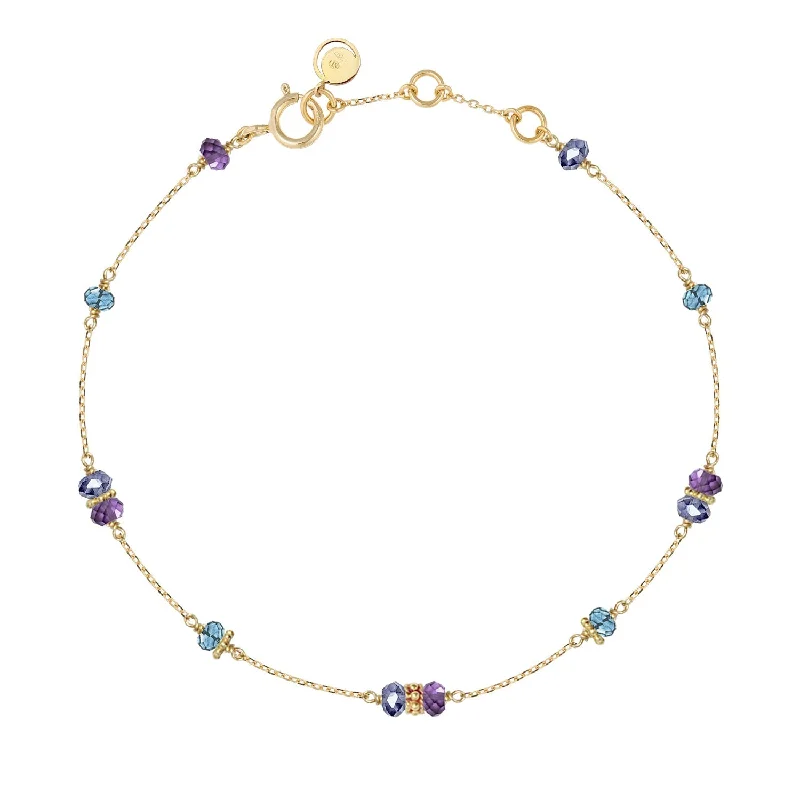 diamond bangles for women-Boho Bracelet Amethyst, Blue Topaz and Iolite - 18k Gold - Limited Edition