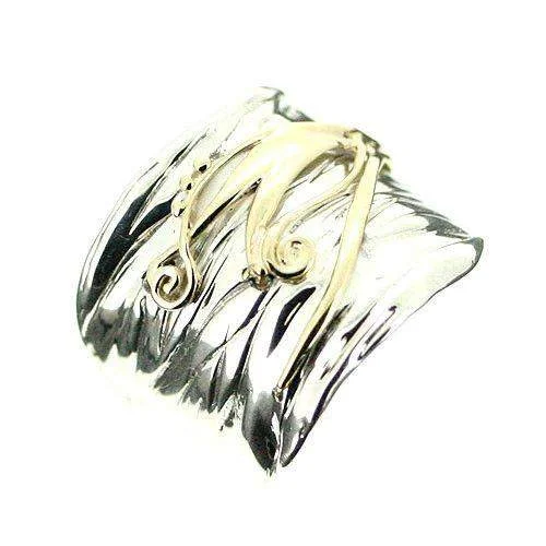 personalized rings for women-Sterling Silver And Gold Ring-E351