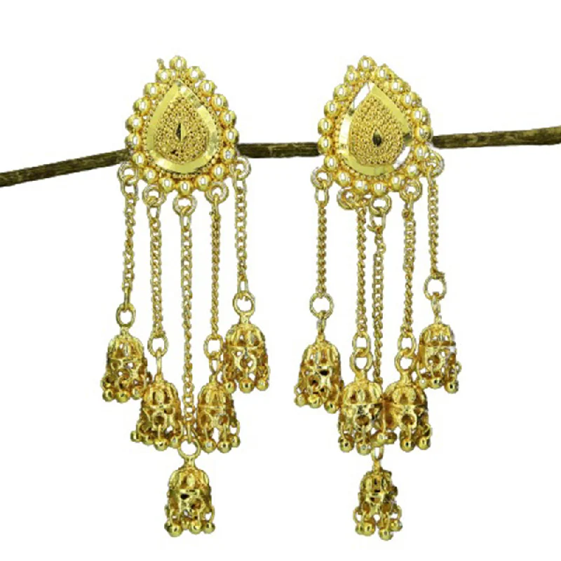 unique earrings for women-Mahavir Gold Plated Dangler Earrings