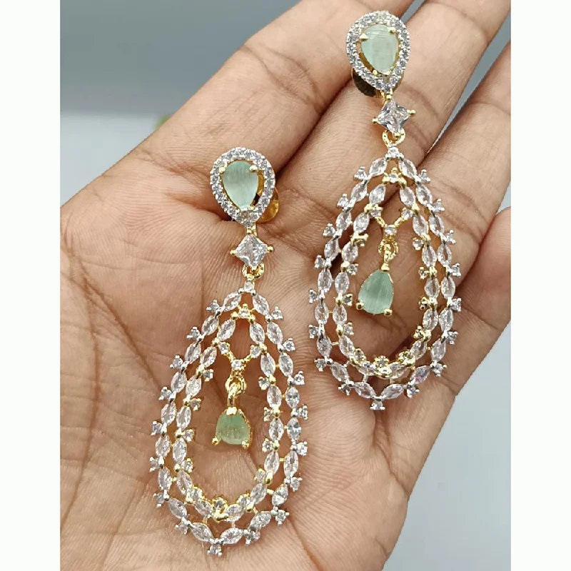 luxurious earrings for women-Manisha Jewellery Gold Plated AD Stone Dangler Earrings