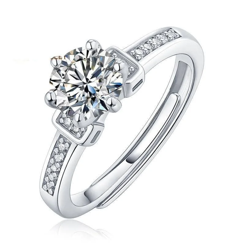 sparkling engagement rings for women-1.0Ct VVS1 6 Prong Diamond Twinkle Stone Adjustable Engagement Ring