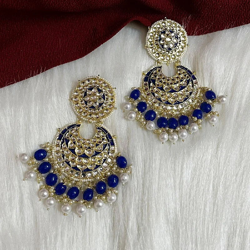 custom diamond earrings for women-Shringarstreet Gold Plated Kundan Stone Dangler Earrings