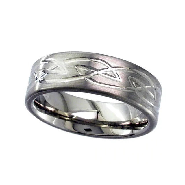 vintage gold rings for women-Titanium Celtic Knotwork Ring - 2259