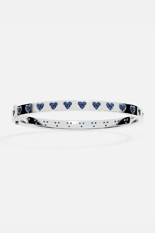 crystal bangles for women-Blue & White Heart Bangle