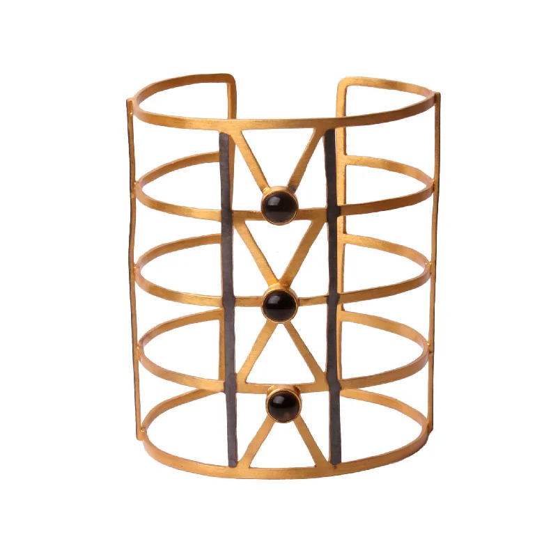 handmade bangles for women-Art Deco Geometric Cuff Bracelet