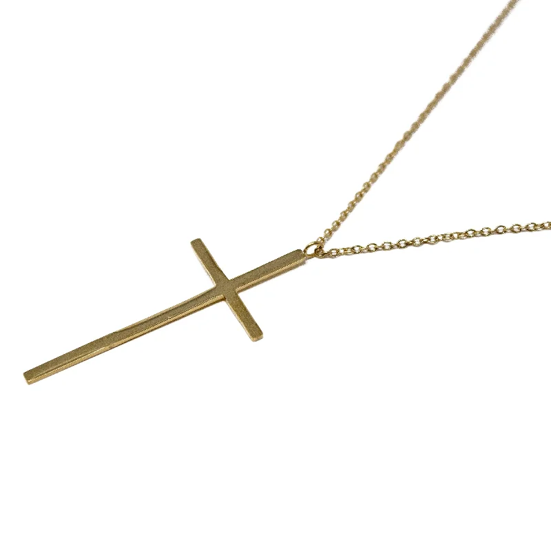 affordable necklaces for women-Stainless Steel Necklace with Cross Pendant Gold Plated