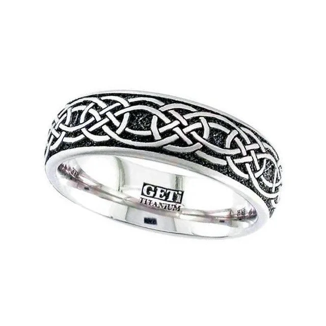 fashion rings for women-Titanium Celtic Knotwork Ring - 2204-CLK1