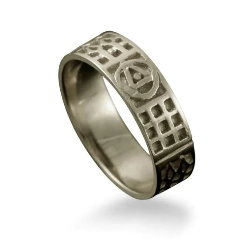 luxury rings for women-Charles Rennie Mackintosh Thin Band Ring in Silver or Gold - R161-s