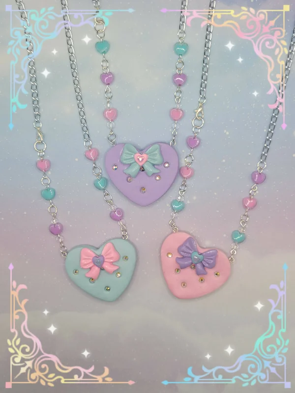 affordable necklaces for women-Sweet Bow Heart Necklace