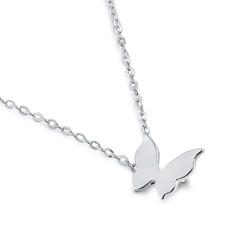 modern gold necklaces for women-Sterling Silver Butterfly Necklace