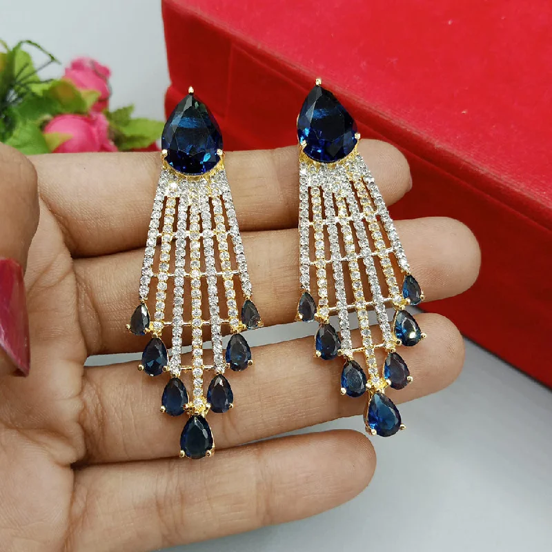 custom earrings for women-Manisha Jewellery 2Tone Plated AD Stone Dangler Earrings