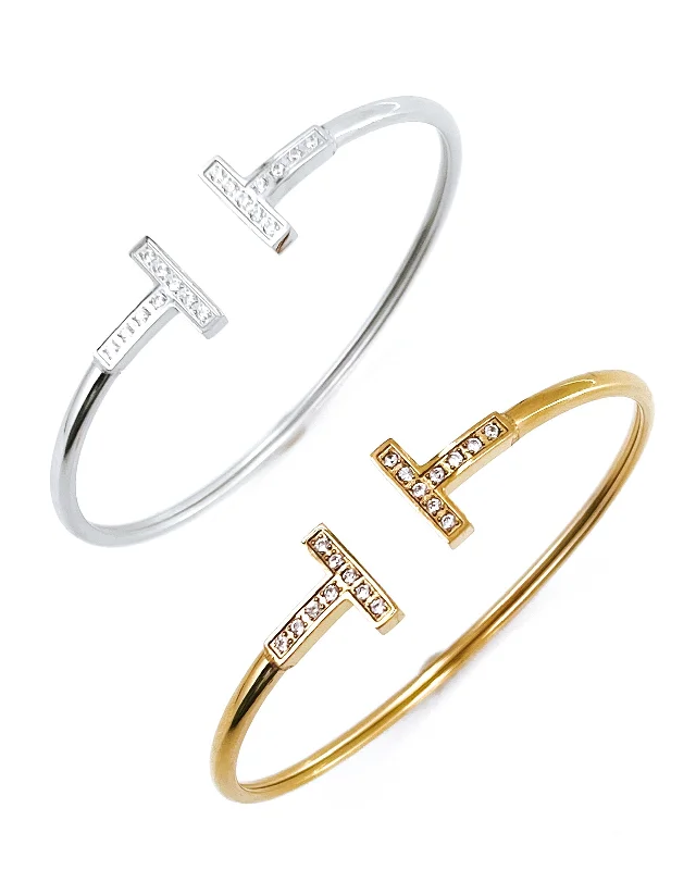 stackable bracelets for women-Agnes Crystal Bangle Bracelet || Choose Color