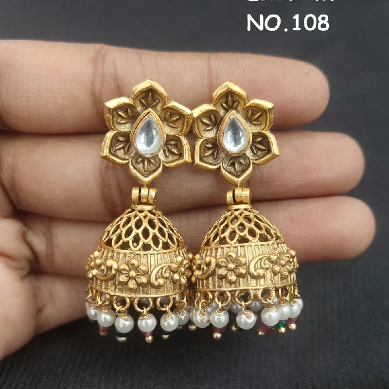 gold earrings for women-Kala Creation Gold Plated Jhumki Earrings