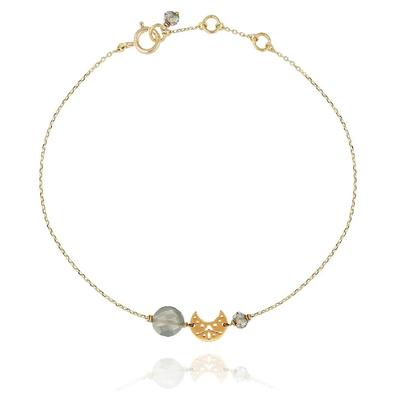 bridesmaid bracelets for women-Pastille Moon Bracelet Grey Moonstone - 18k Gold