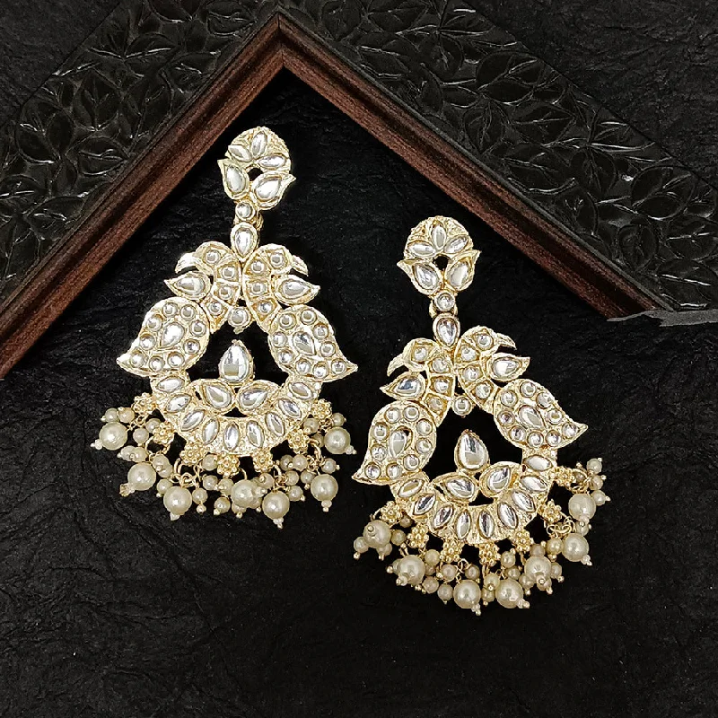 custom stud earrings for women-Bhavi Jewels Gold Plated Kundan Stone Dangler Earrings