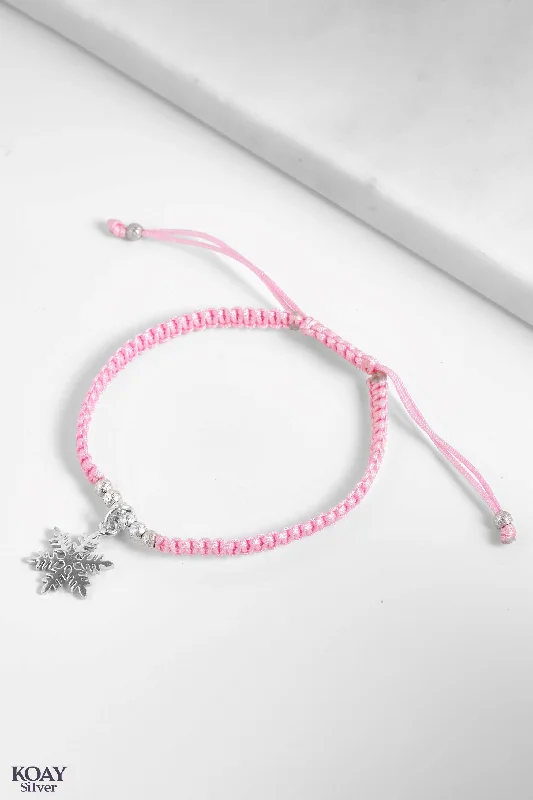 wedding bracelets for women-Pink Snowflake Bracelet