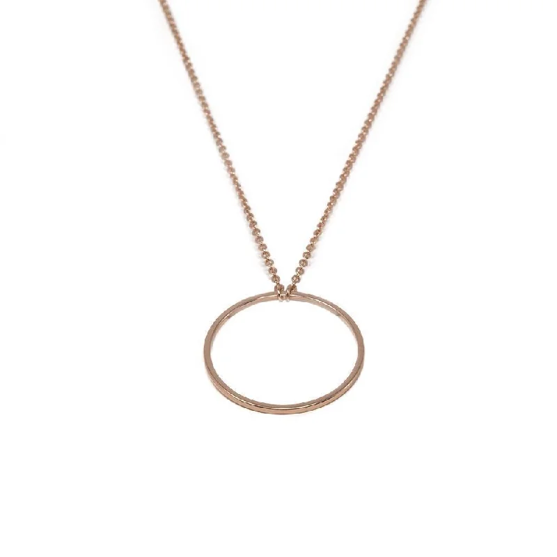 fine jewelry necklaces for women-18 Inch Open Circle Necklace Rose Gold Plated