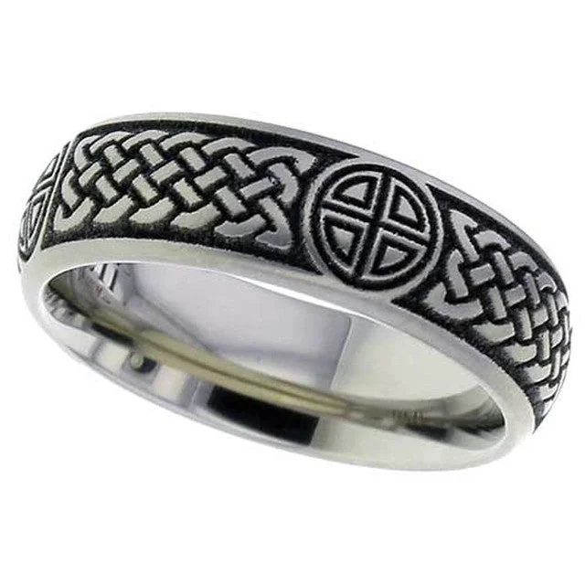 exclusive rings for women-Titanium Celtic Knotwork Ring - 2204-CW2