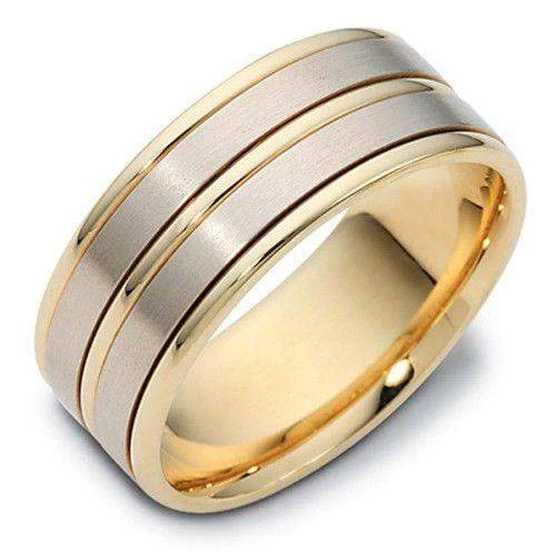 beautiful gold rings for women-Mens Two Tone 18ct Gold and palladium Wedding Ring - PDWB1153