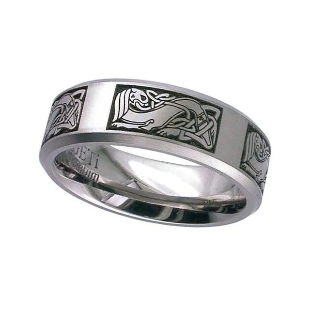 stackable rings for women-Celtic Titanium Ring - 2226CH-CD3