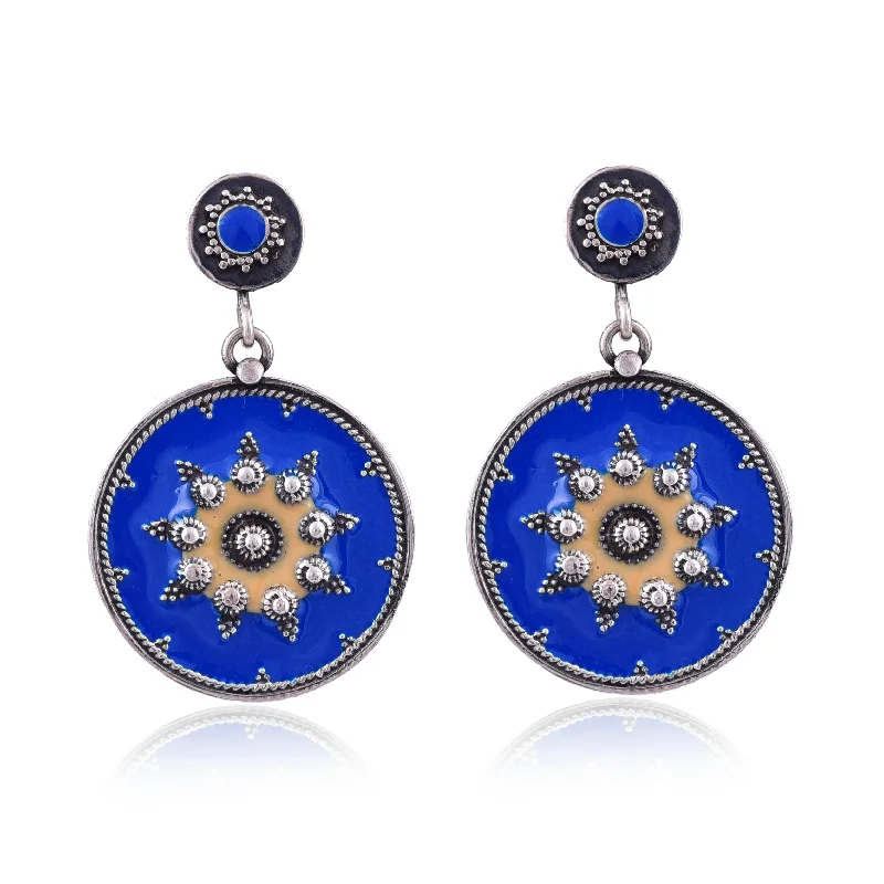 stackable earrings for women-Silver Mountain Sterling Silver Enamel earring