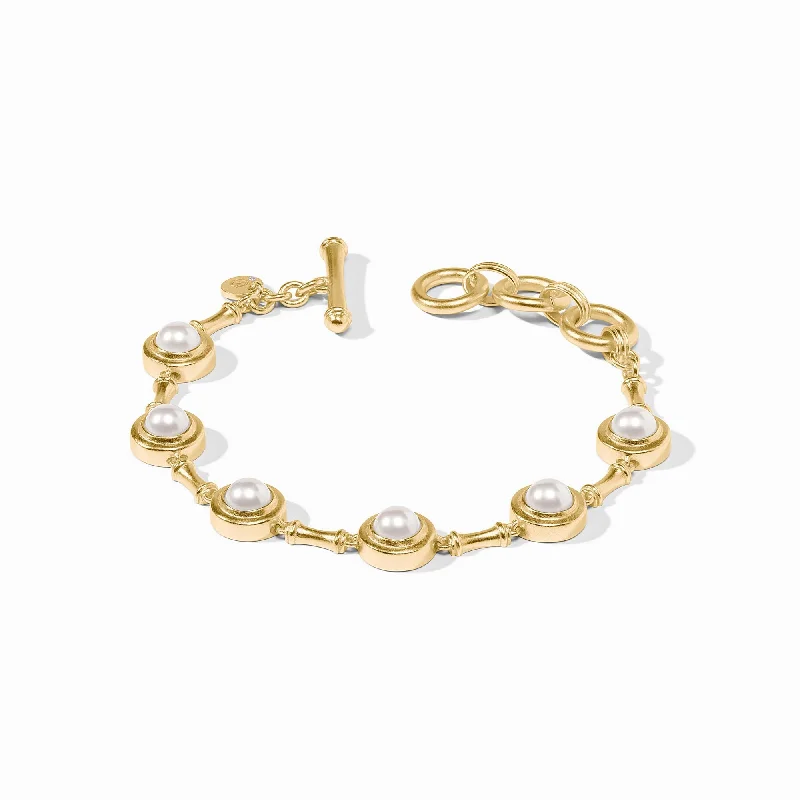 thick bangles for women-Bamboo Pearl Bracelet