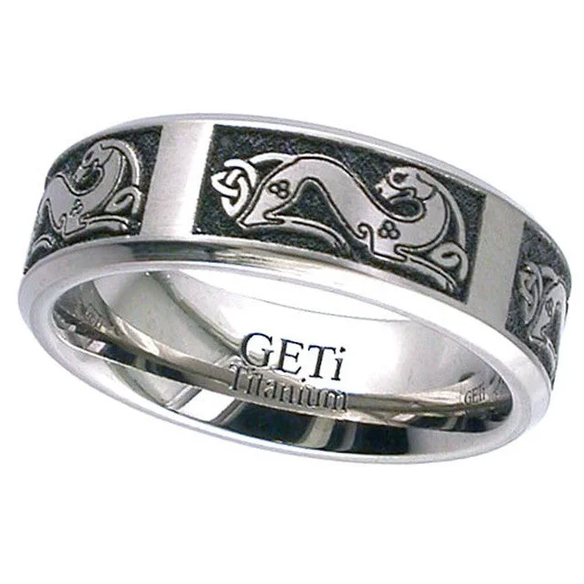 silver wedding rings for women-Titanium Celtic Ring - 2226CH-CD2