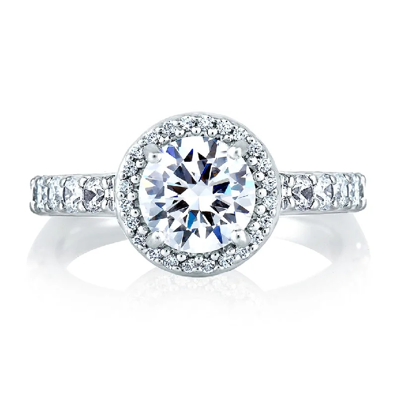 round-cut engagement rings for women-A.Jaffe Engagement Rings Halo Set Shared Prong Engagement Ring MES168/26