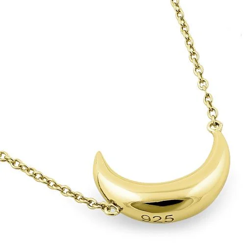 beautiful necklaces for women-Sterling Silver Yellow Gold Half Moon Necklace