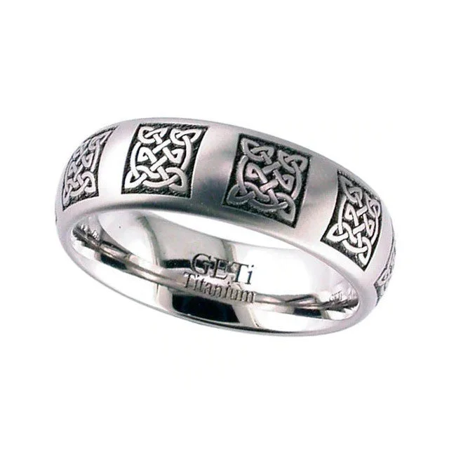 high-quality rings for women-Celtic Knot Titanium Ring - 2204-CD10