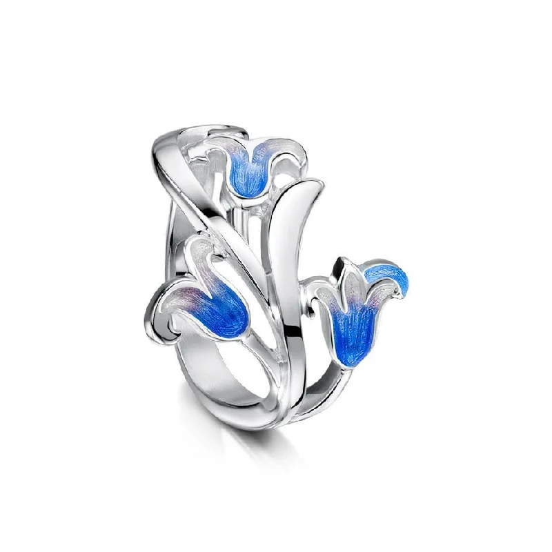 engagement ring sets for women-Sterling Silver And Enamel Bluebell Ring - ER241